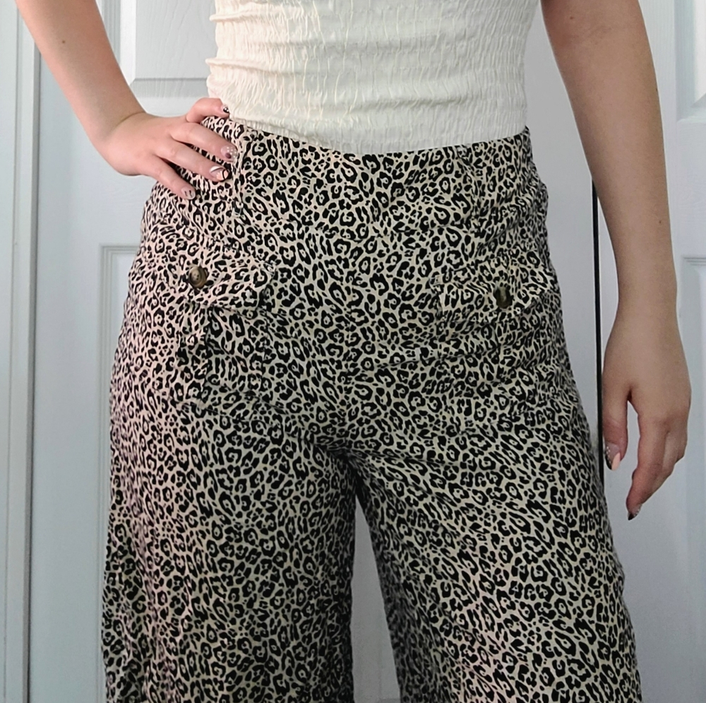 American Eagle Wide Leg Leopard Pants